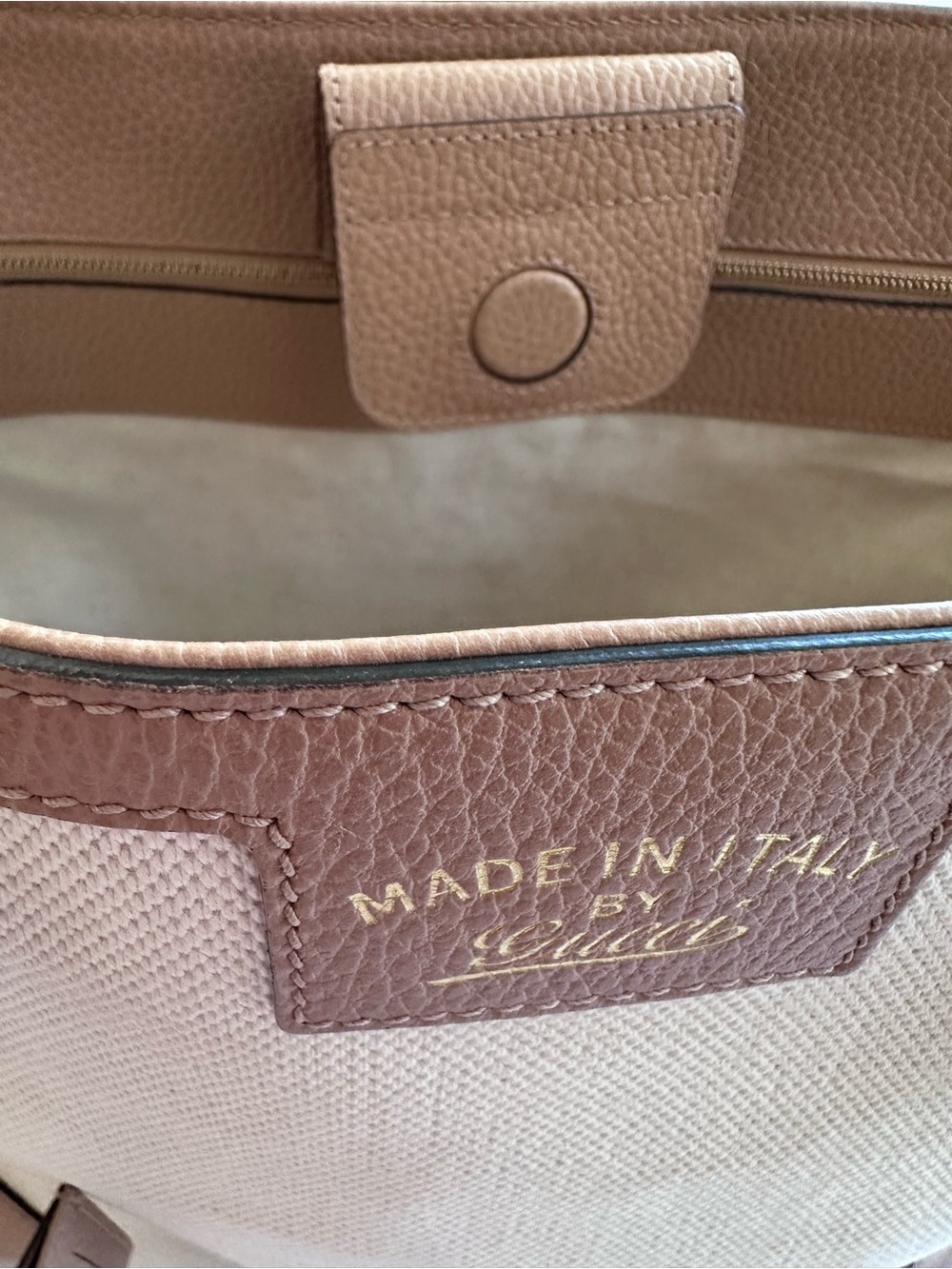 Gucci Cream Canvas Tote with Tan Leather Trim - Picture 7 of 9